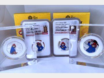 2018 & 2019 PADDINGTON BEAR SILVER PROOF 50 PENCE COINS X 4
