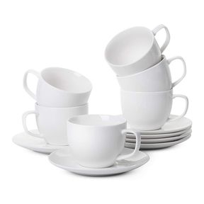 120cc Espresso Cups with Saucers Set 12 Piece White |