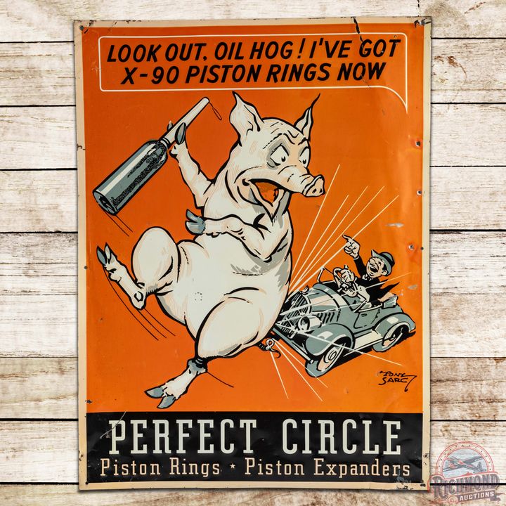 Perfect Circle Piston Rings Look Out Oil Hog Embossed SST Sign