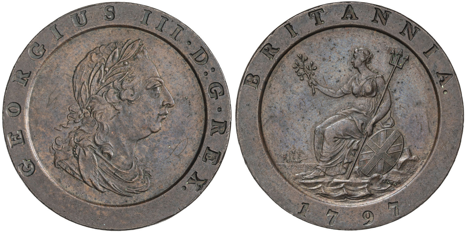 Great Britain, George III, Cartwheel, Two Pence, 1797, aUNC