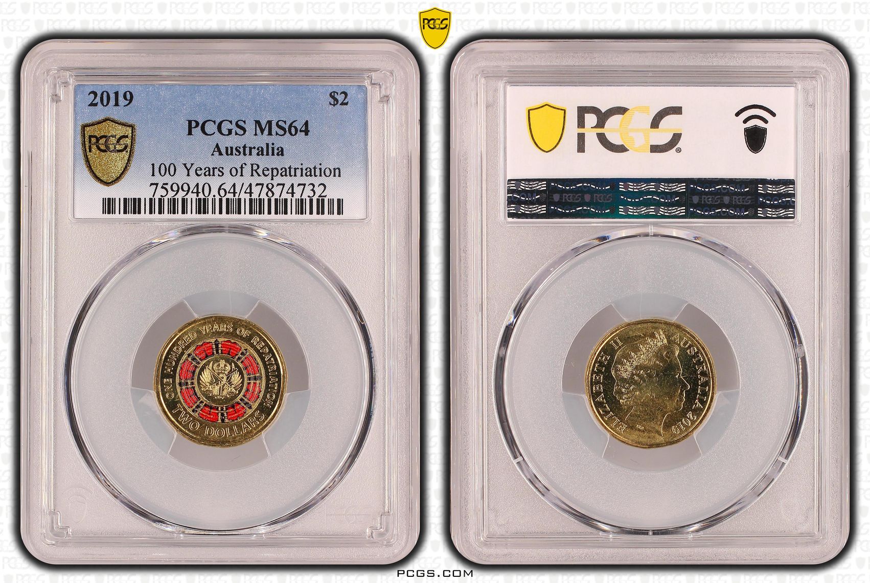 Elizabeth II, 100 Years of Repatriation - Colorized, Two Dollar, 2019, PCGS MS64