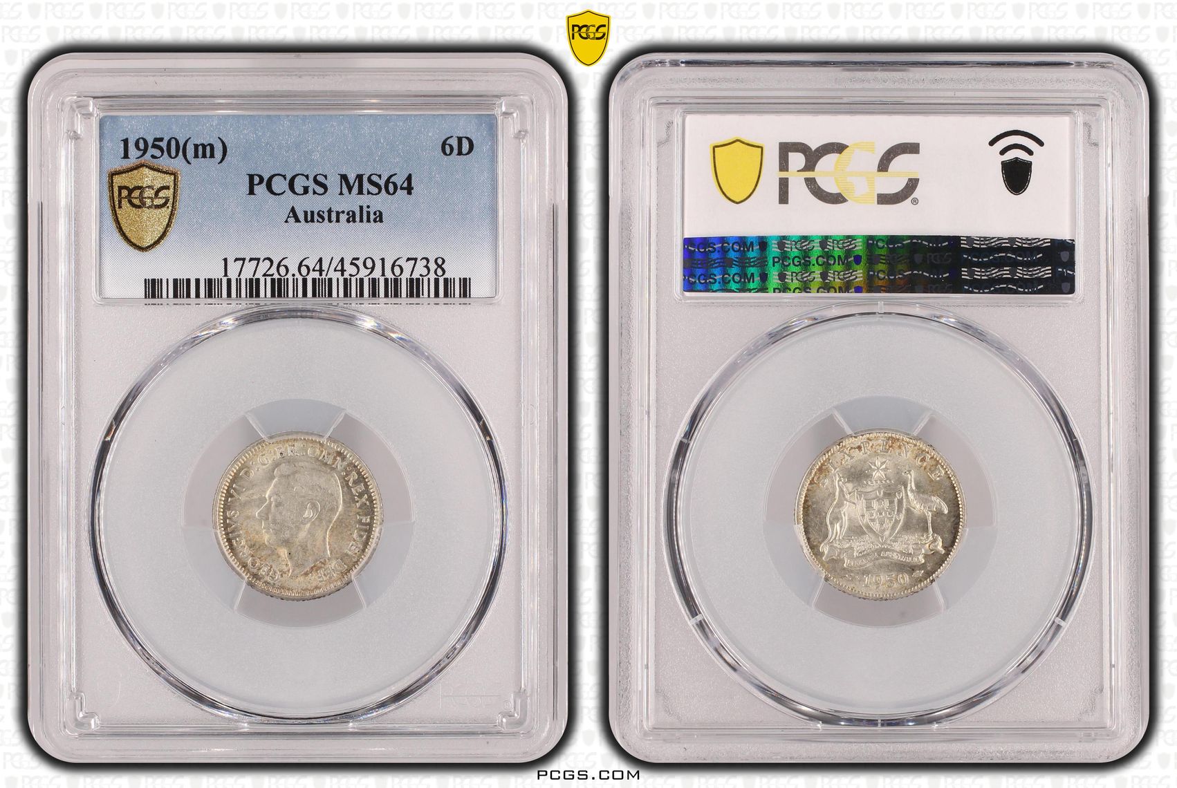 1950(m) Australia Sixpence Silver PCGS - MS64 -738