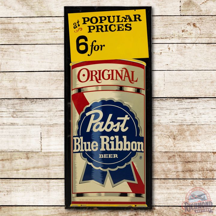 5' Original Pabst Blue Ribbon Beer "6 for" Tin Sign