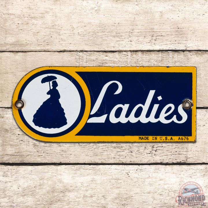 Sunoco Service Station Ladies Single Sided Porcelain Rest Room Sign