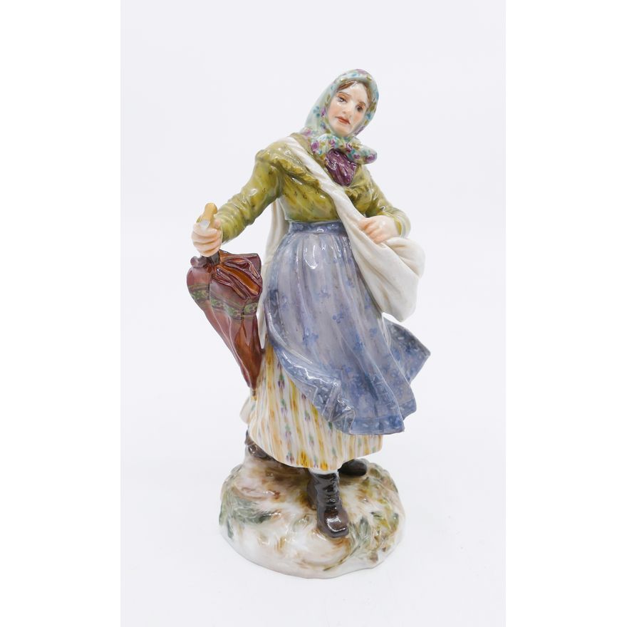 Meissen Lady with Umbrella Porcelain Figurine- 5.5"