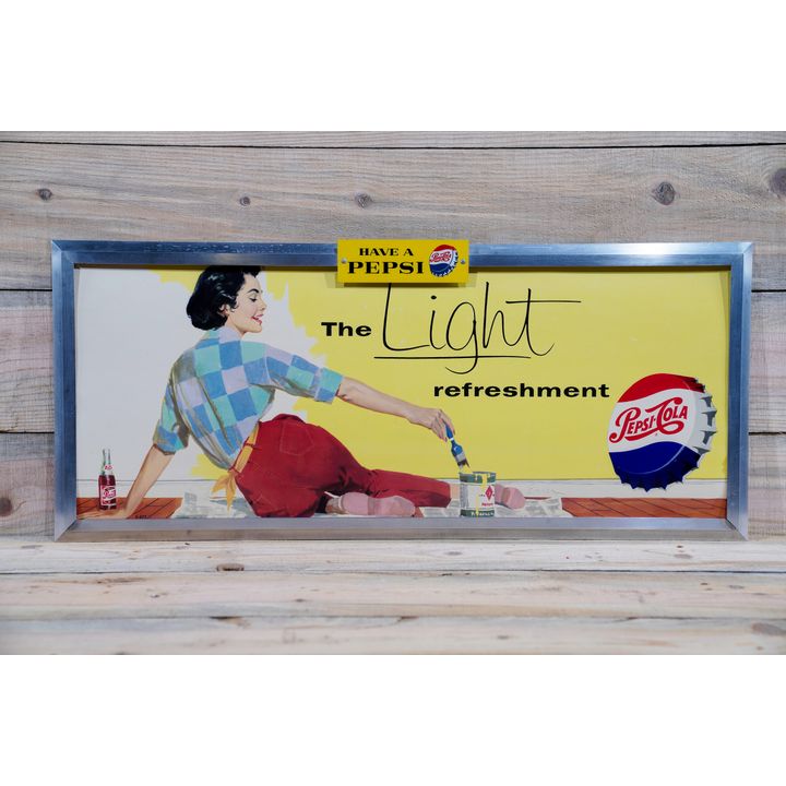 Pepsi-Cola "The Light Refreshment" Trolley Sign (Lady Painting) TAC 9+