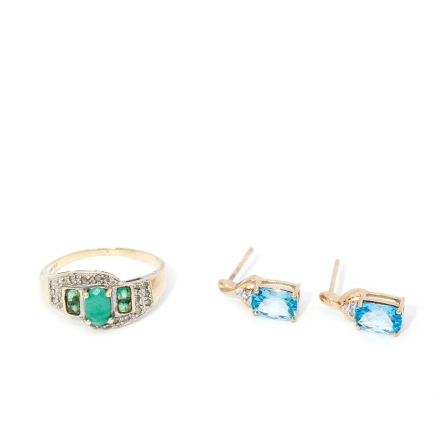 Emerald & Topaz Gold Jewellery