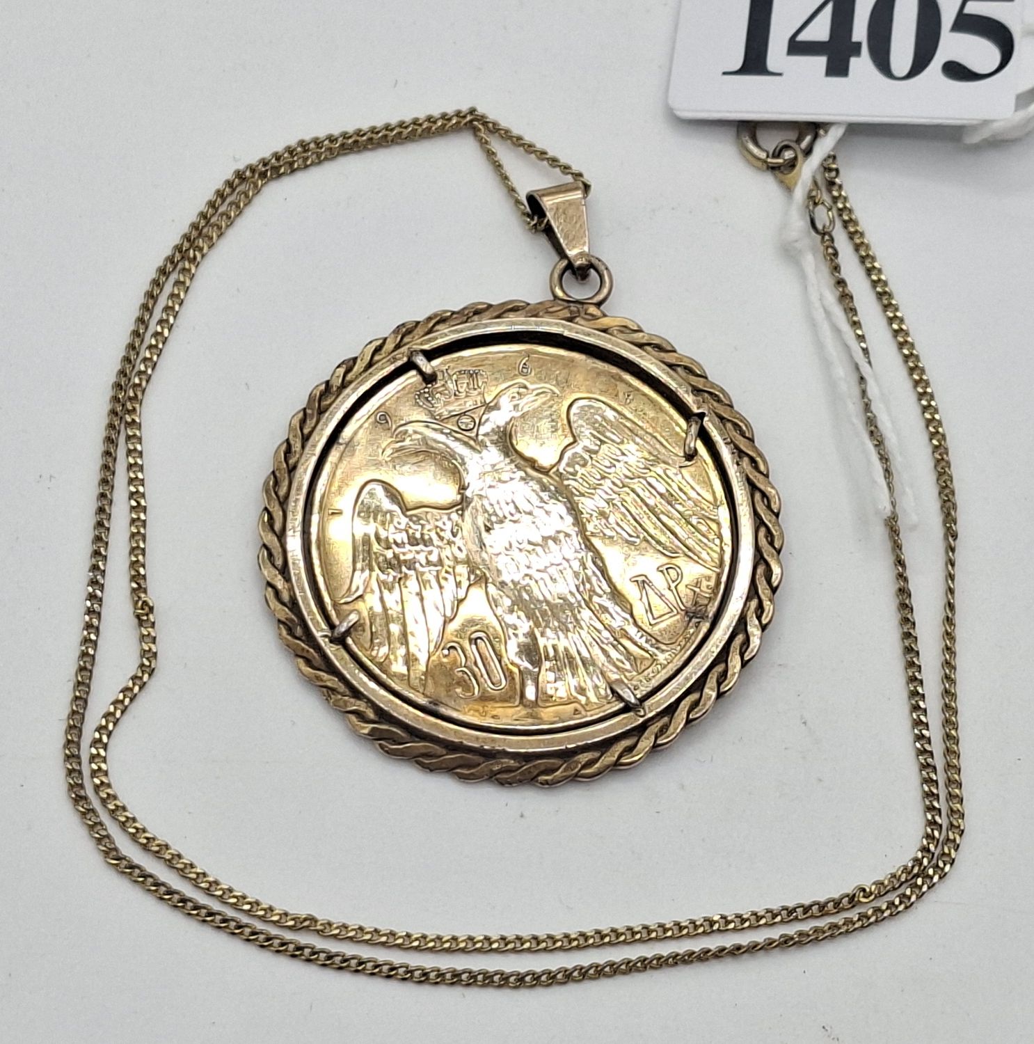 GREEK COIN PENDANT ON CHAIN