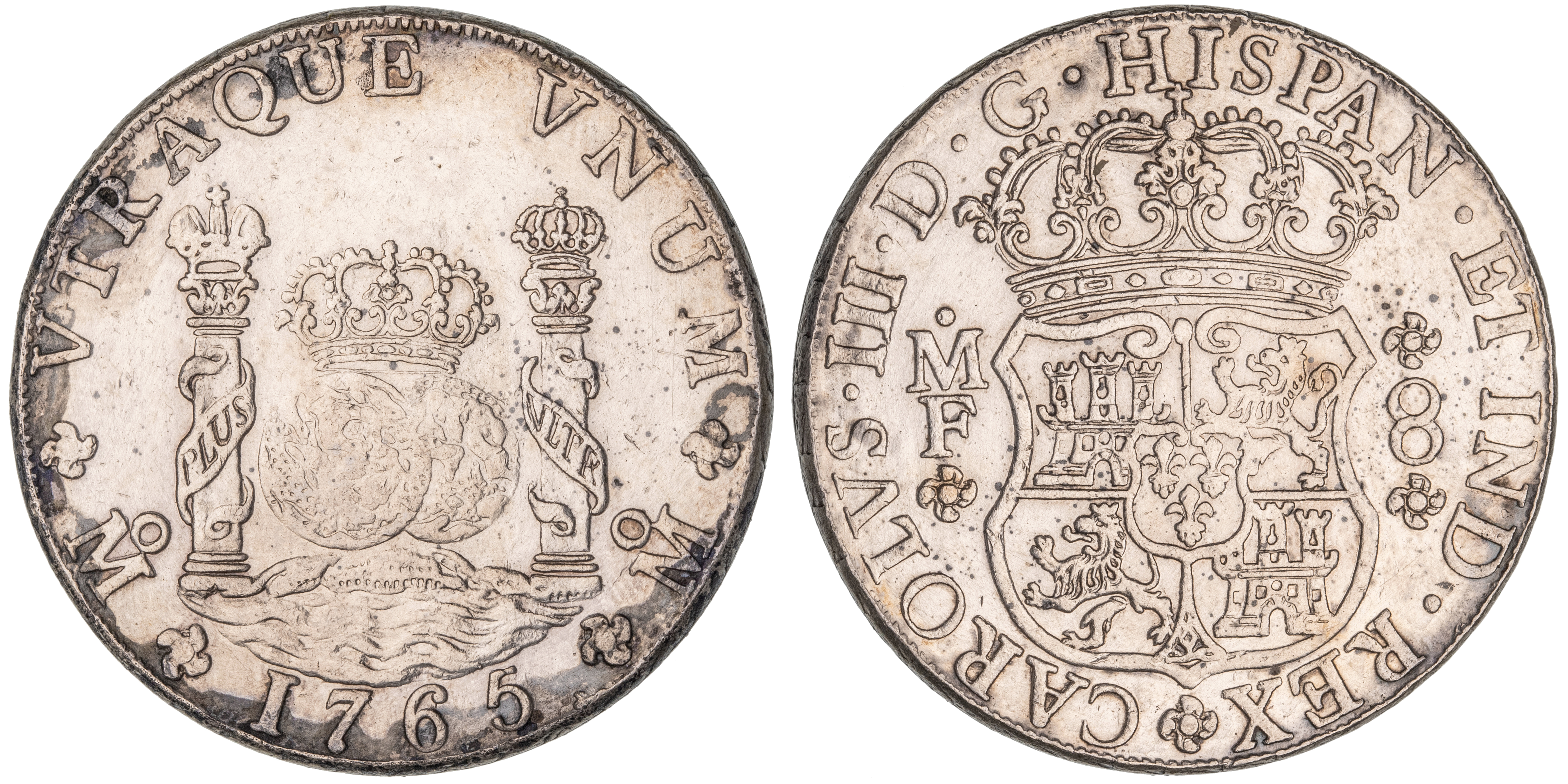 Mexico, Charles III, Eight Reales, 1765-MF, gEF