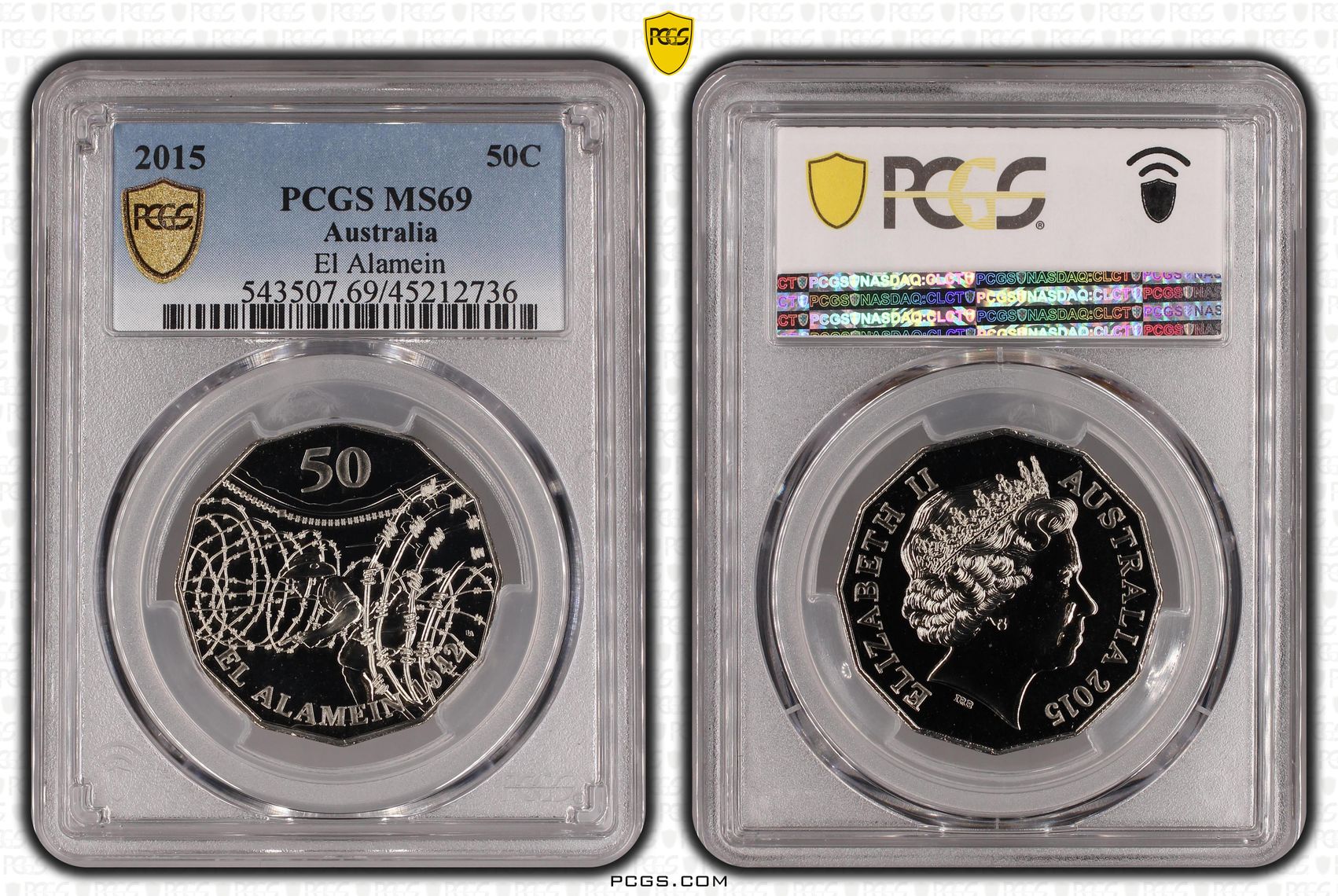 2015 Australia Fifty Cent, 50c El Alamein PCGS - MS69 POP 14/0 -736