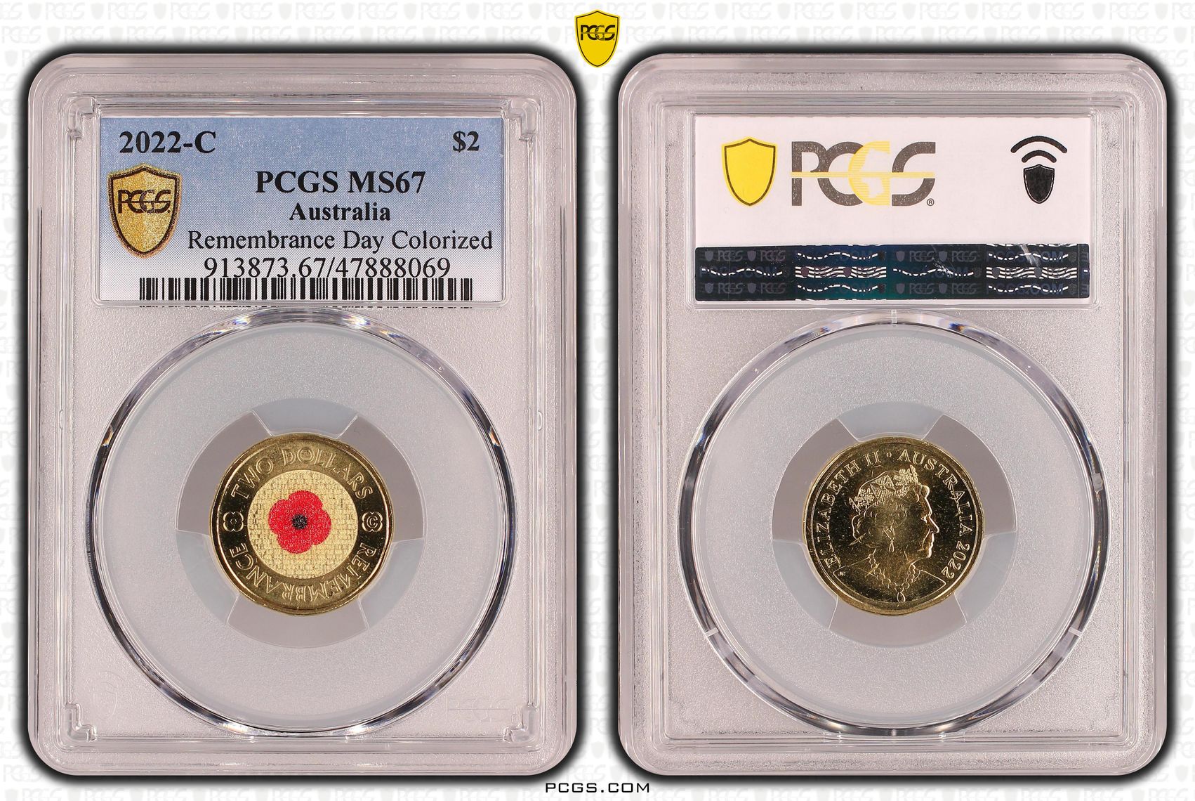 Remembrance Day Colorized, Two Dollar, 2022-C, PCGS MS67
