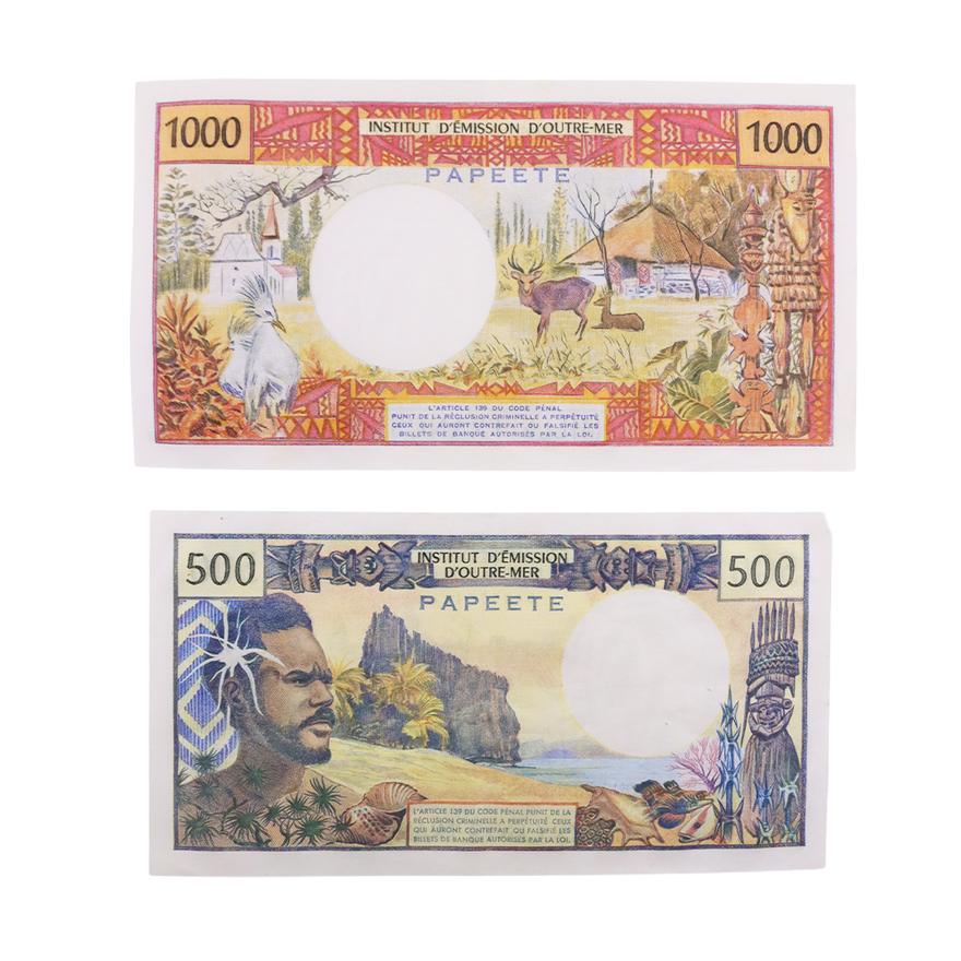 2 billetes Polinesia Francesa