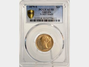 1879 VICTORIA SYDNEY MINT GOLD SOVEREIGN PCGS AU55