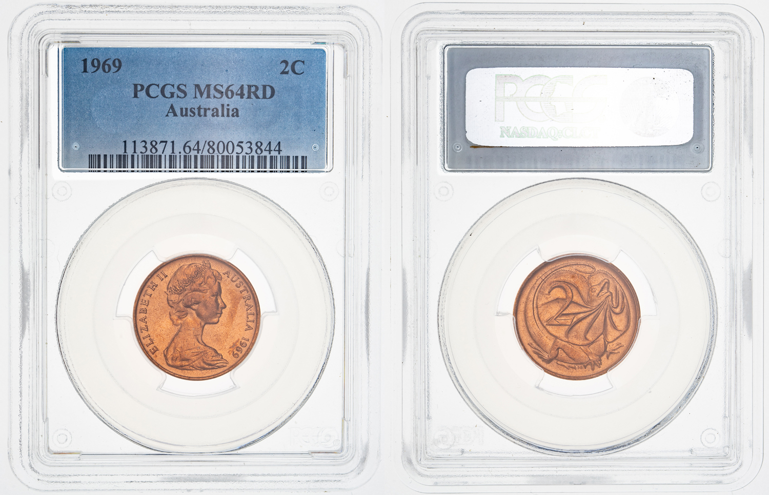 Two Cent, 1969, PCGS MS 64RD