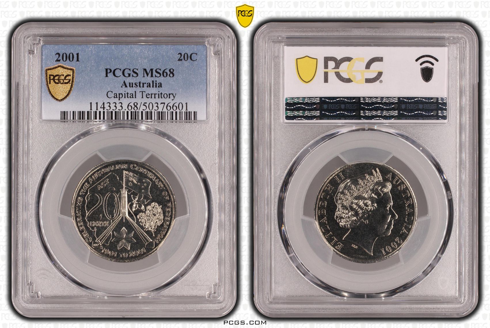 Capital Territory POP 17/0, Twenty Cent, 2001, PCGS MS68