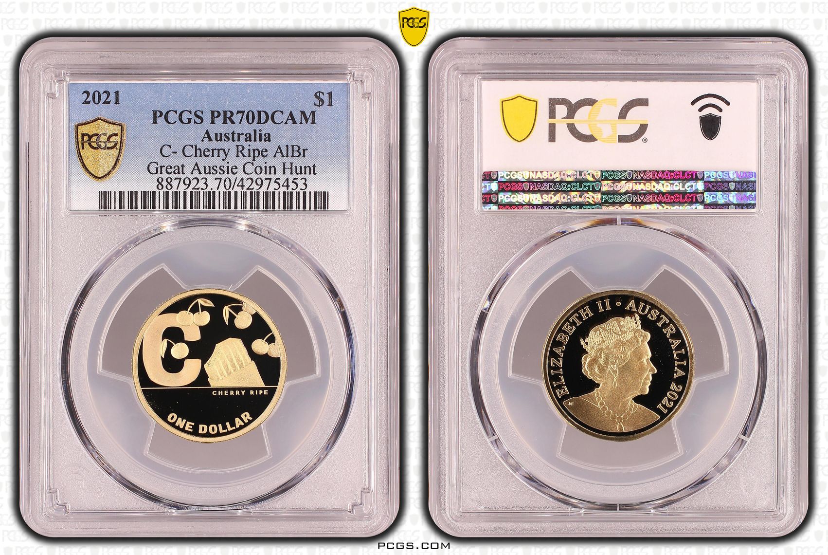 Elizabeth II, C- Cherry Ripe, Great Aussie Coin Hunt, One Dollar, PR70DCAM , 2021 PCGS POP - 1/0