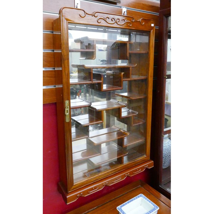 Chinese Rosewood Hanging Snuff Bottle Cabinet- 32x20''