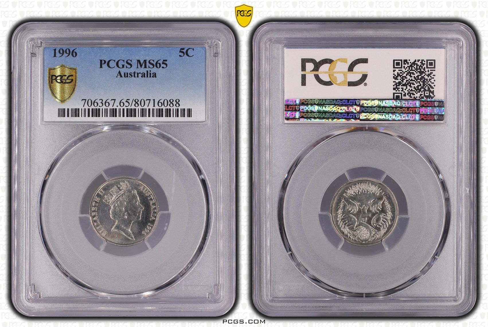 172 · Elizabeth II,  , Five Cent, 1996, PCGS MS65