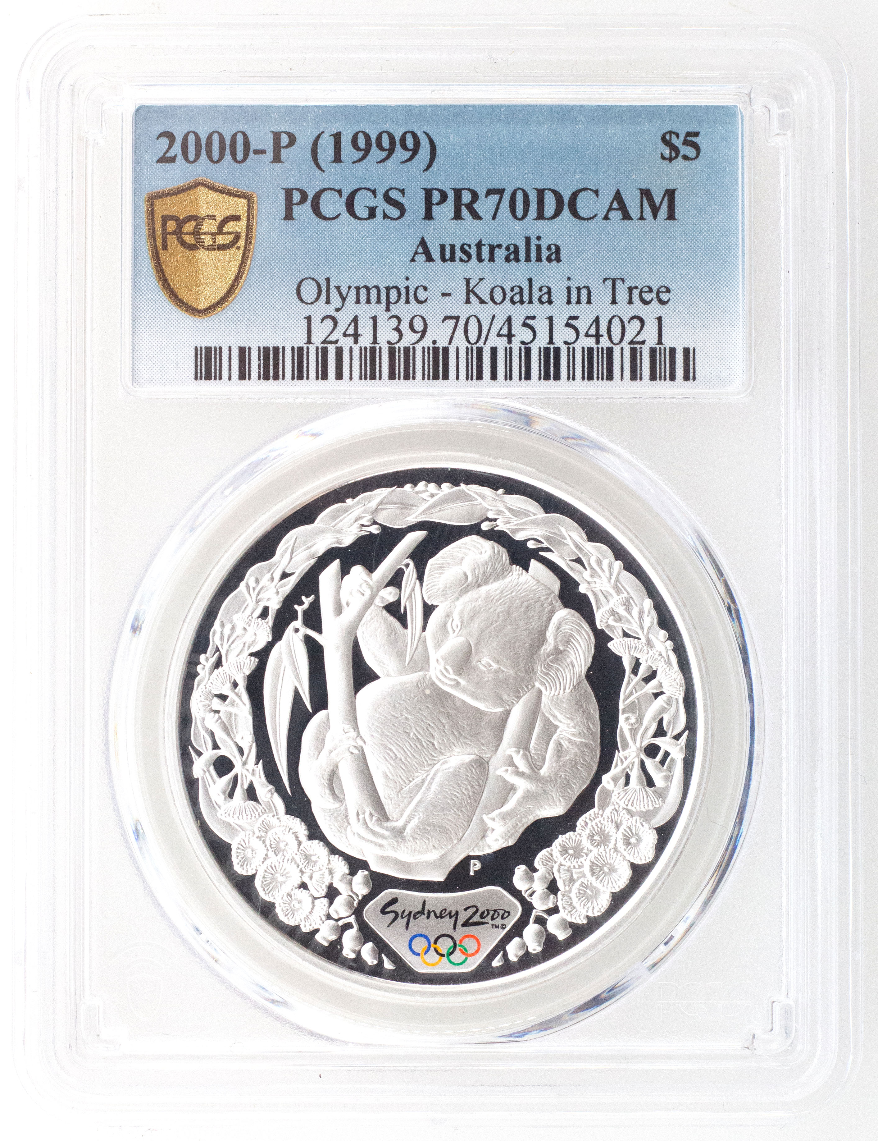 2000-P Australia Five Dollar, $5 Silver Proof Koala in tree PCGS - PR70DCAM POP 2/0 -021