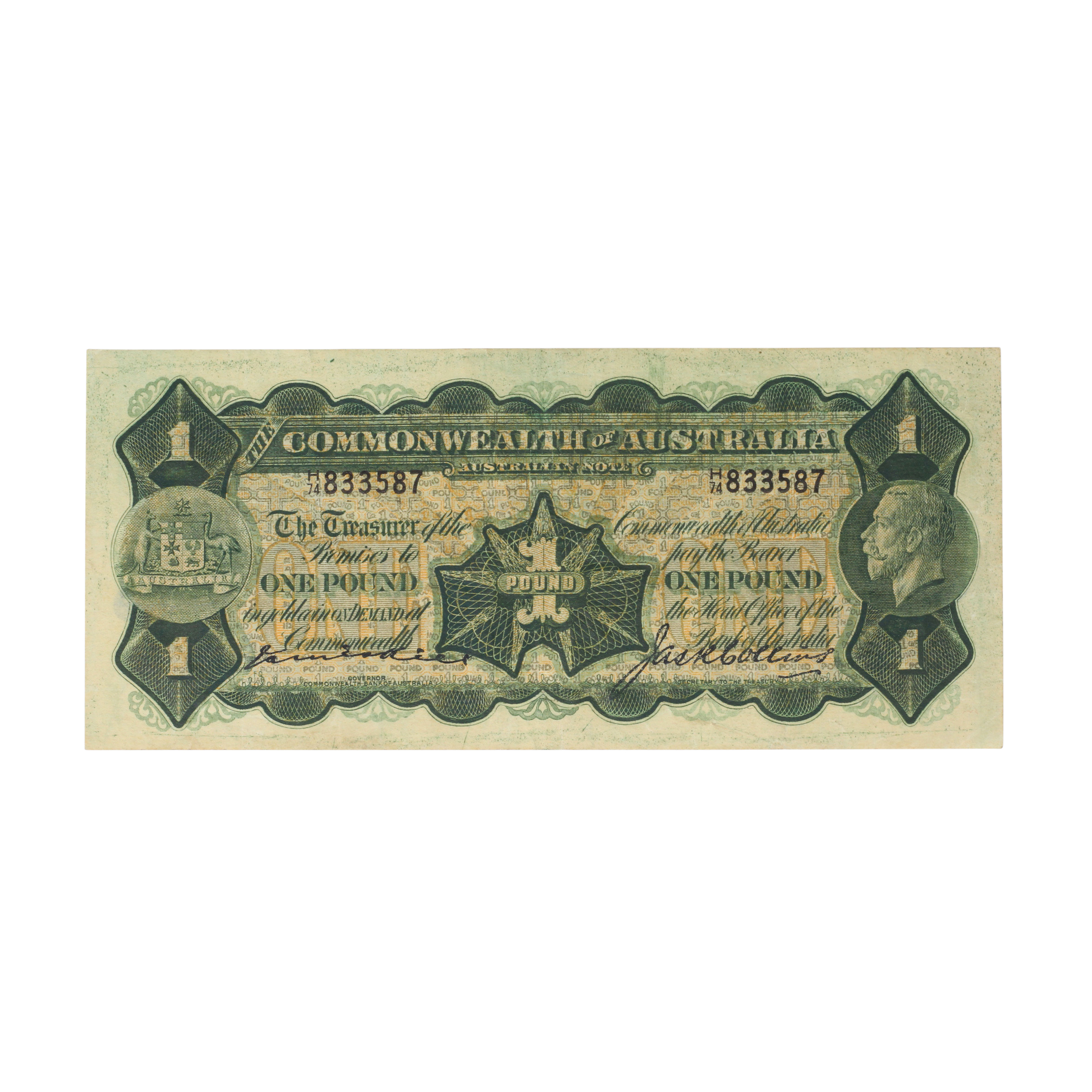 1872. · Kell/Collins, One Pound, 1926, EF