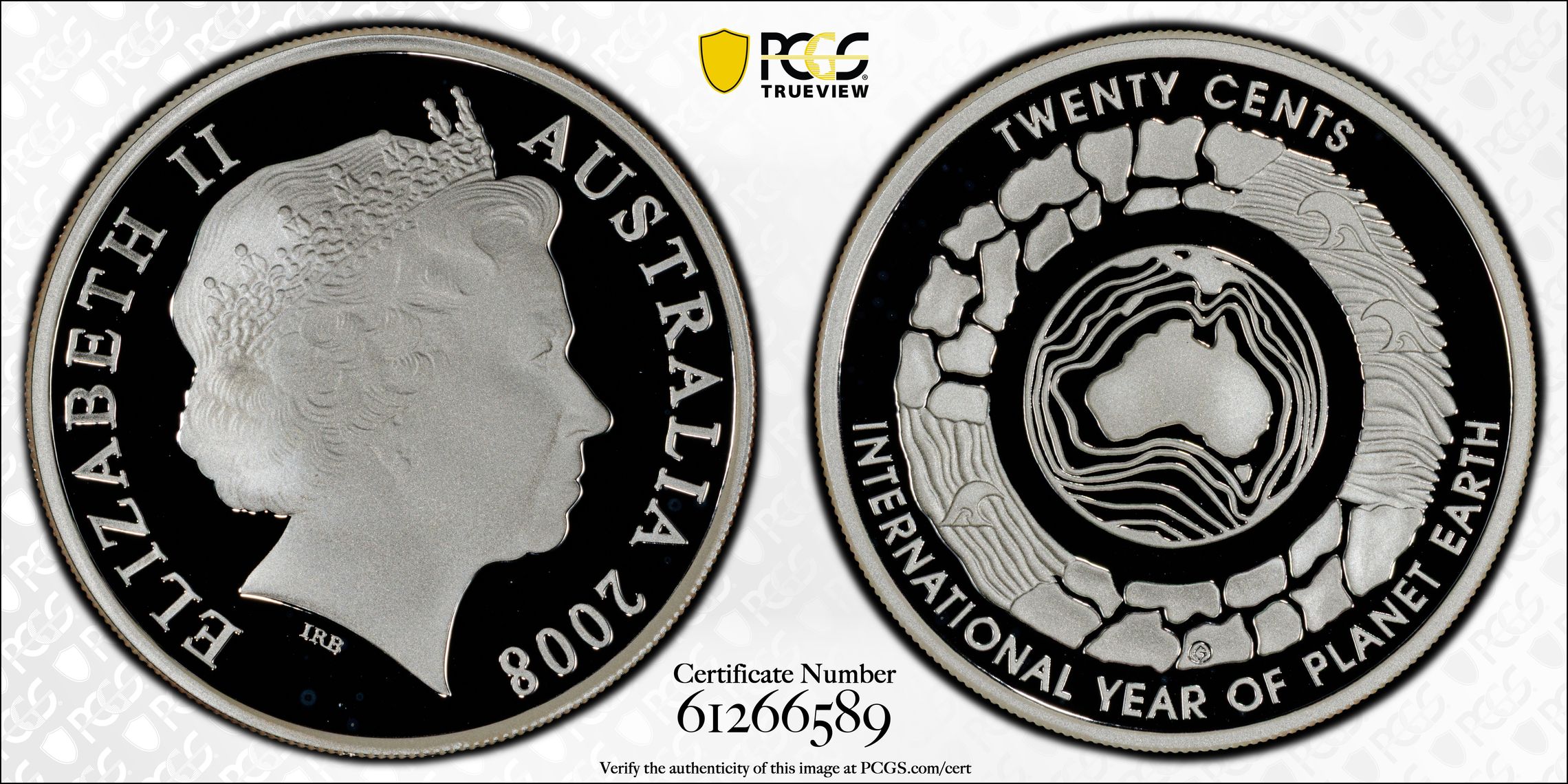 Planet Earth Silver, Twenty Cent, 2008, PCGS PR69DCAM