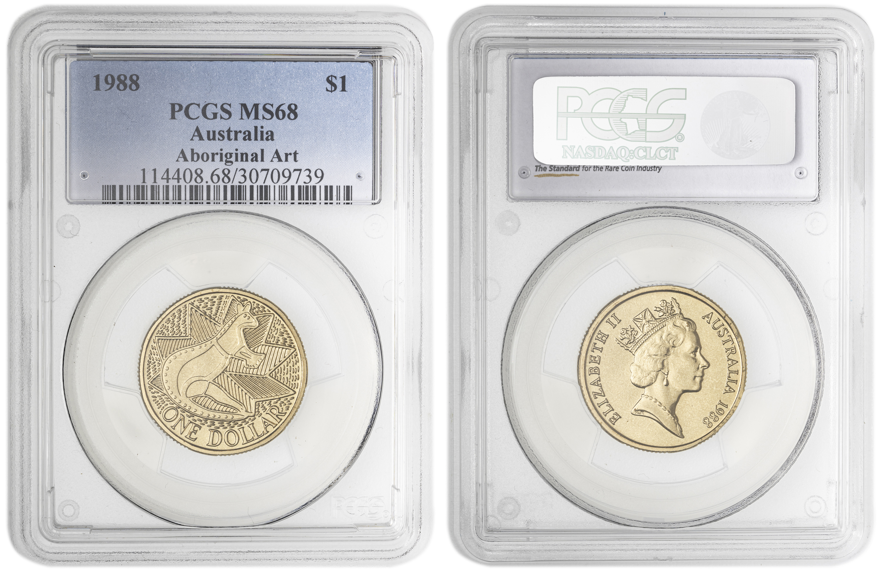 Aboriginal Art - Kangaroo , One Dollar, 1988, PCGS MS68