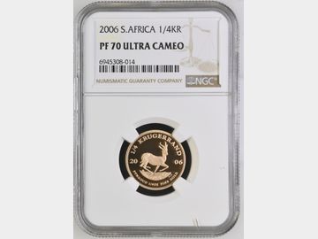 2006 SOUTH AFRICA PROOF 1/4oz GOLD KRUGERRAND PF70 UCAM TOP POP!