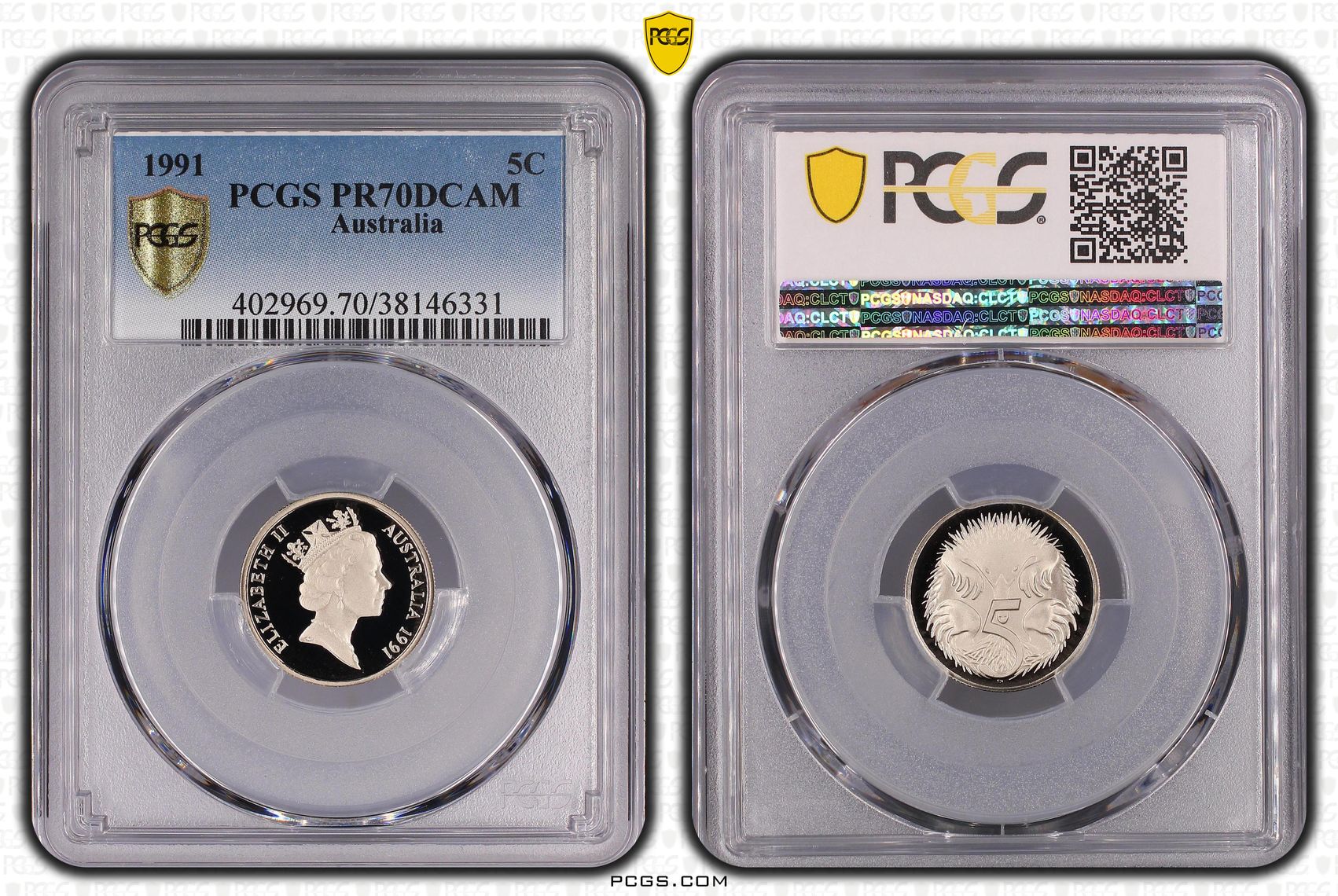 Top pop, Five Cent, 1991, PCGS PR70DCAM