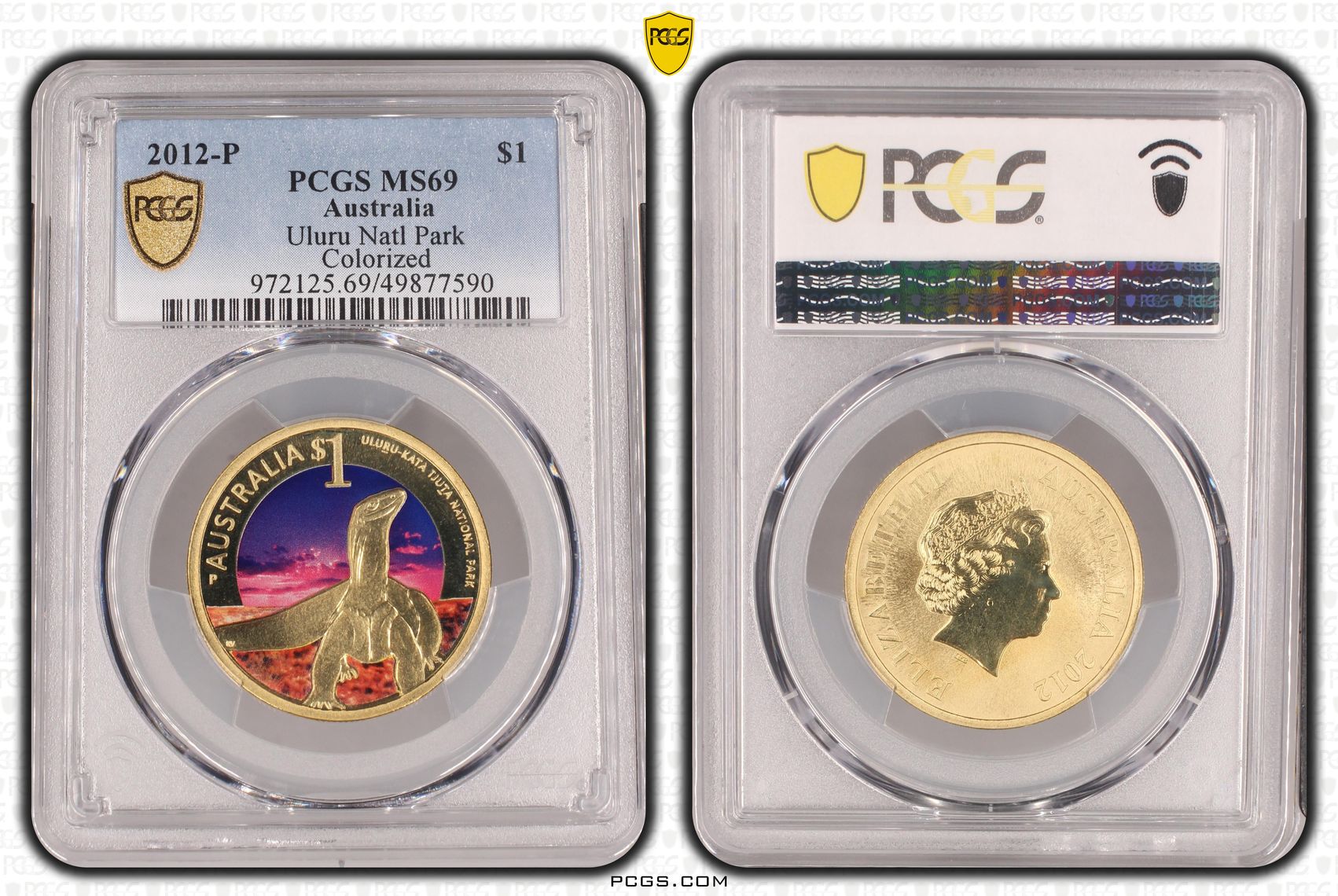 Uluru Natl Park Colorized POP 3/0, One Dollar, 2012-P, PCGS MS69