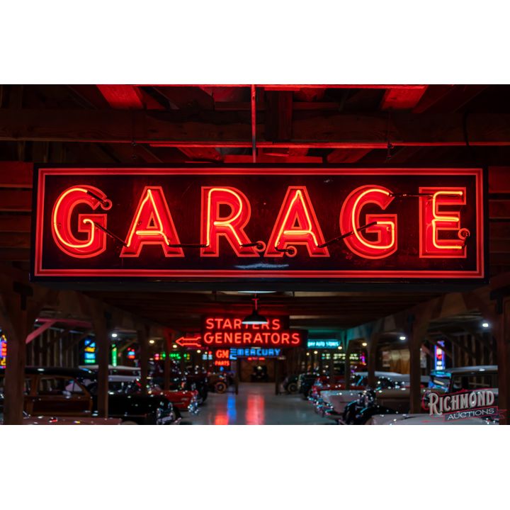 Garage 7' Embossed Horizontal Double Sided Porcelain Factory Neon Sign