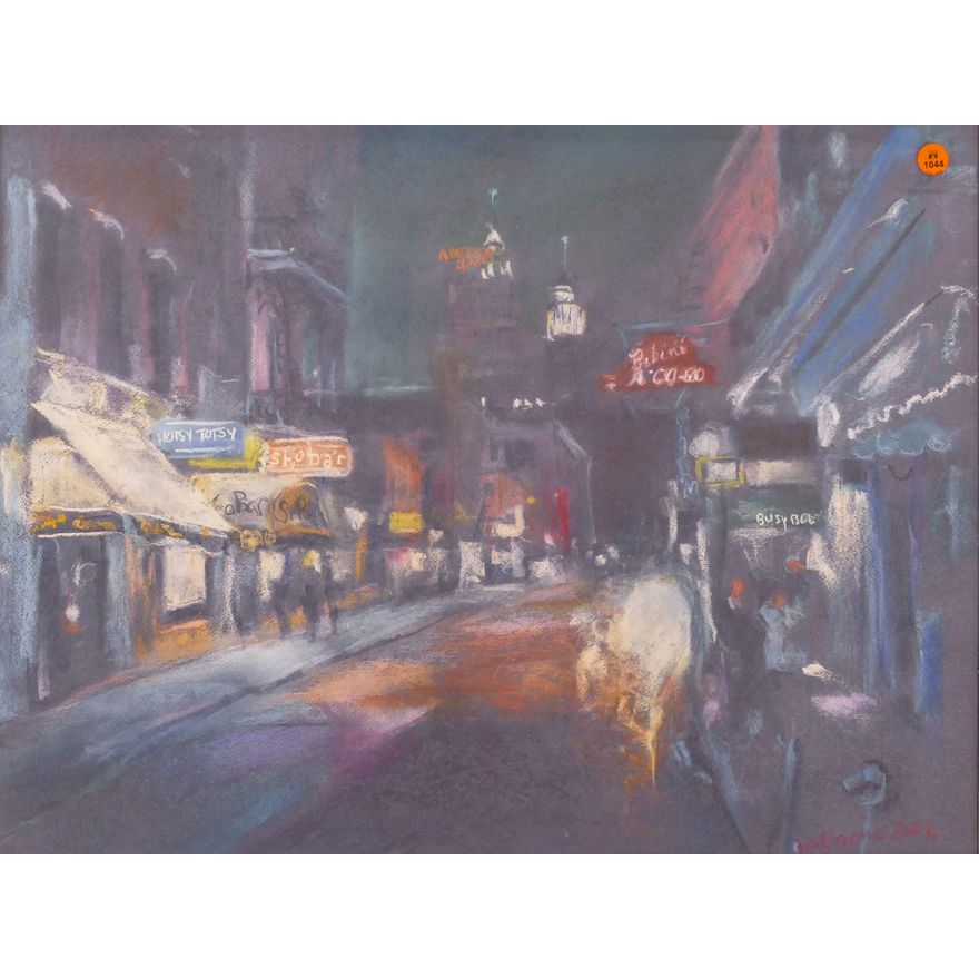 Modern City Street Scene Pastel Framed- 20x27''