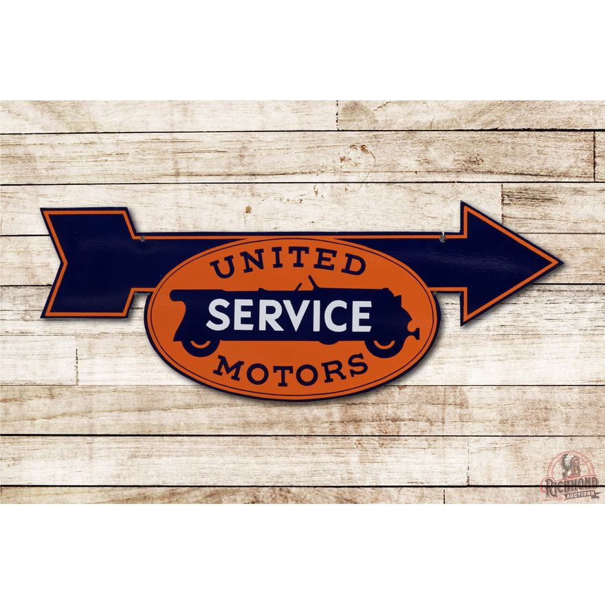 United Motors Service Double Sided Porcelain Arrow Sign TAC 9