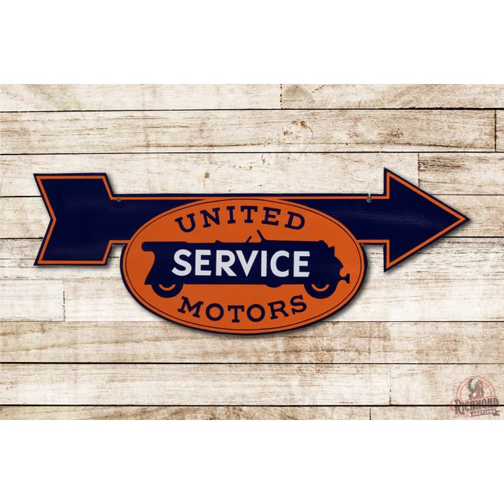 United Motors Service Double Sided Porcelain Arrow Sign TAC 9