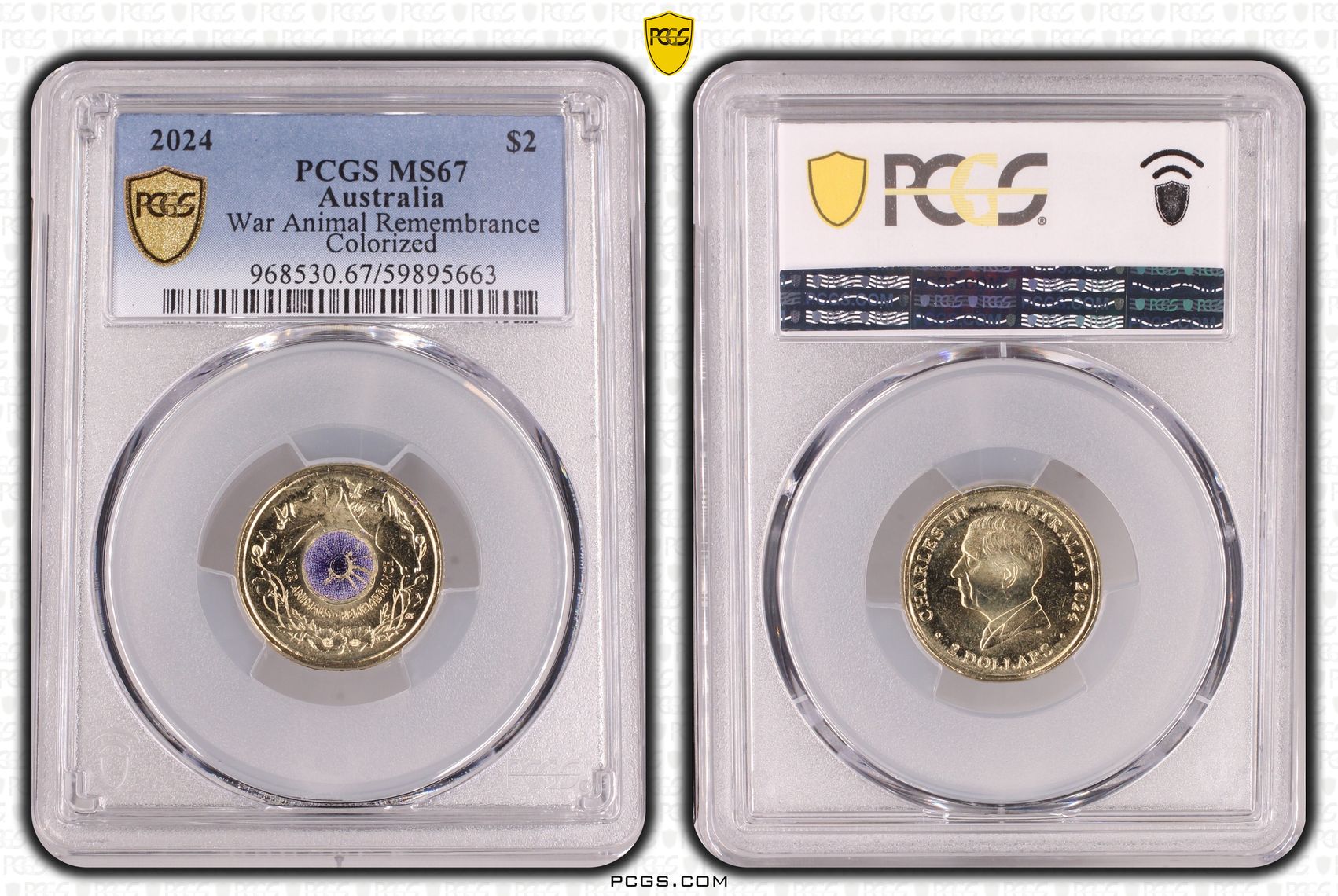 War Animal Remembrance Colorized, Two Dollar, 2024, PCGS MS67