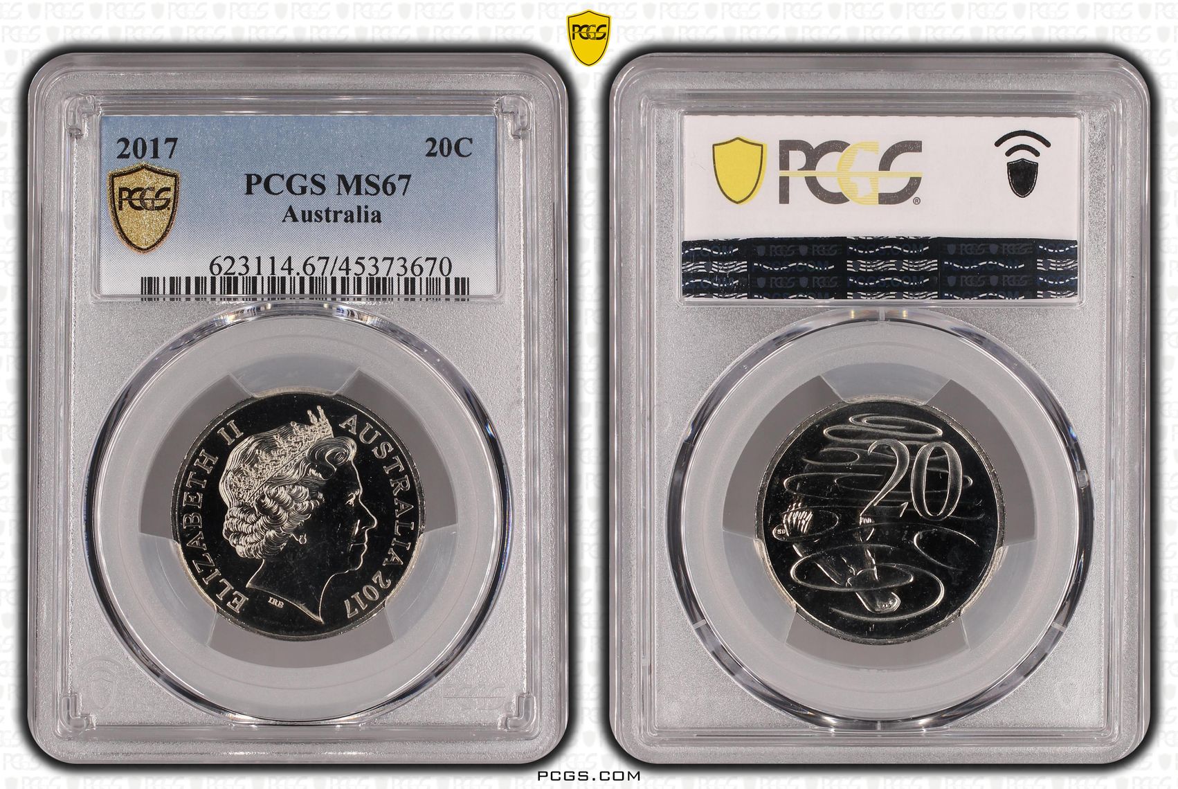 Elizabeth II, Twenty Cent, 2017, PCGS MS67