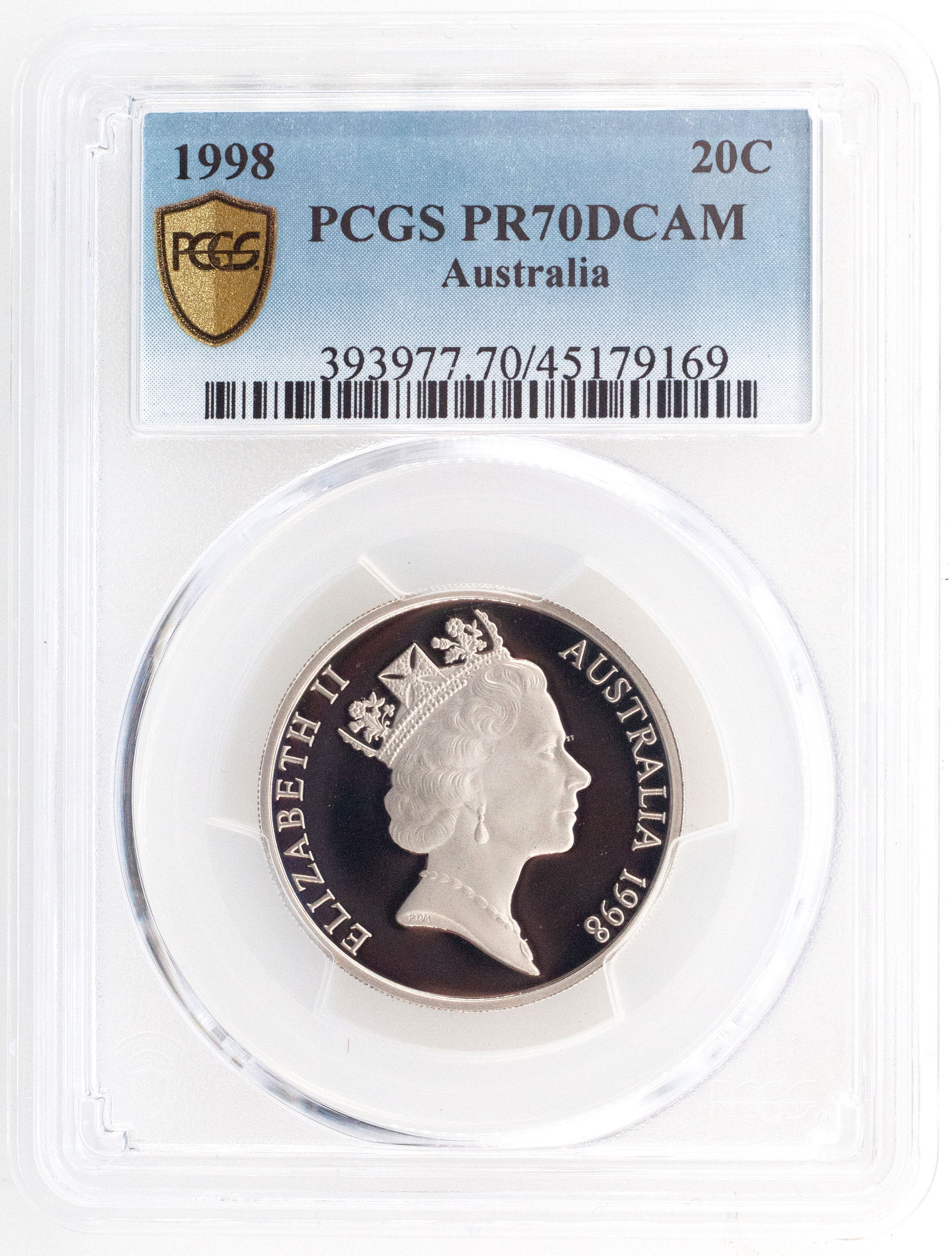 1998 Australia Twenty Cent, 20c PCGS - PR70DCAM POP 15/0 -169