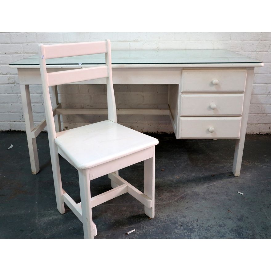 PAINTED DESK AND CHAIR,
