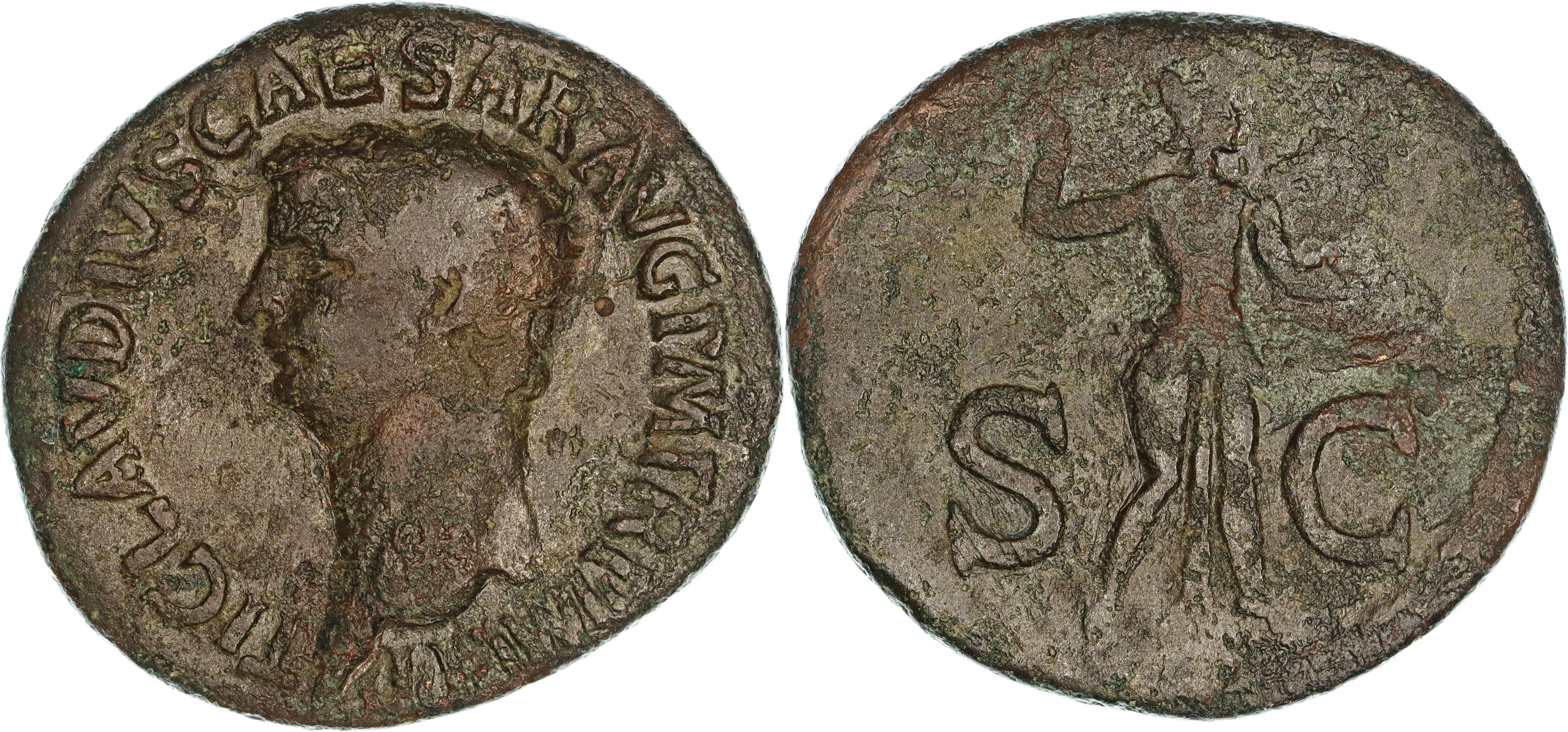 Roman Empire, Claudius I, Æ Unit, 41-42 AD, gF