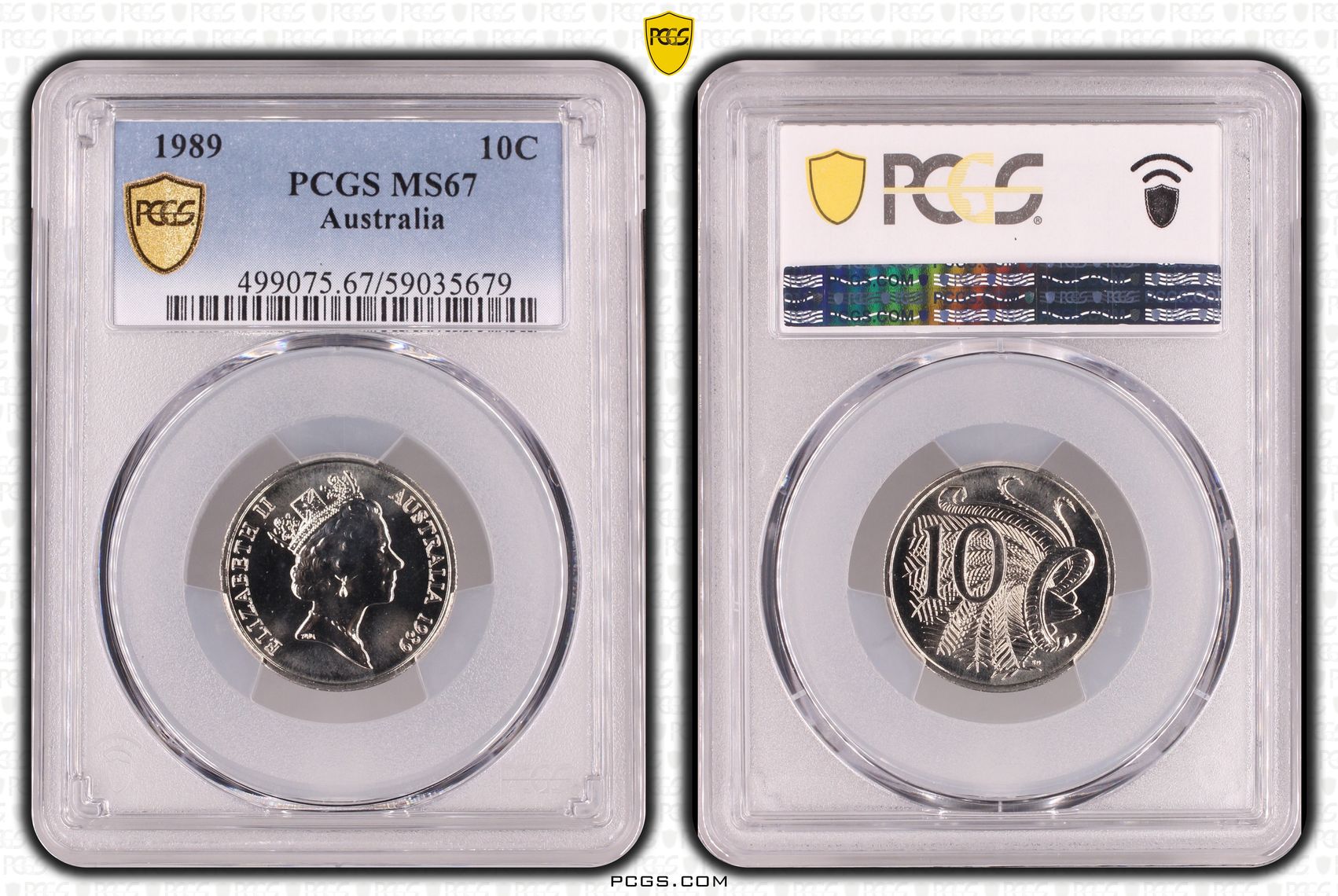 Ten Cent, 1989, PCGS MS67