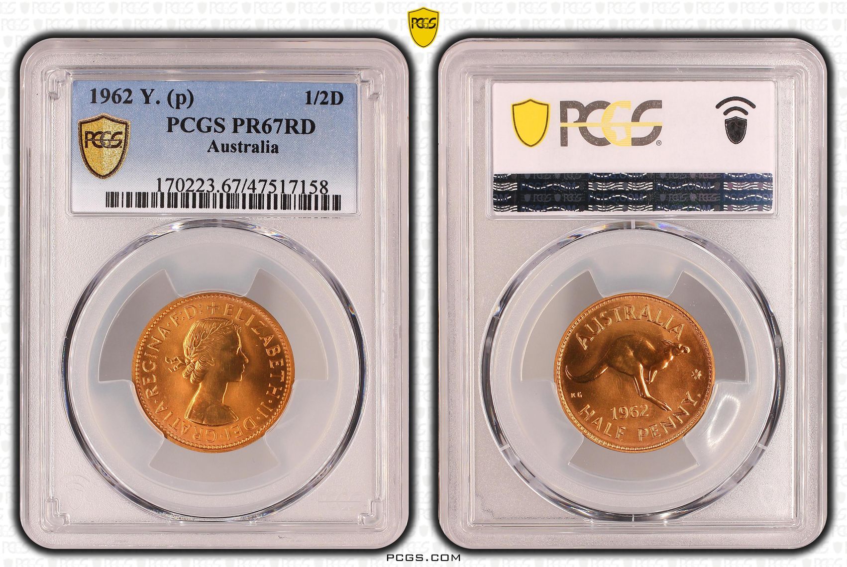 Halfpenny, 1962-Y., POP Report 18/0, PCGS PR 67RD