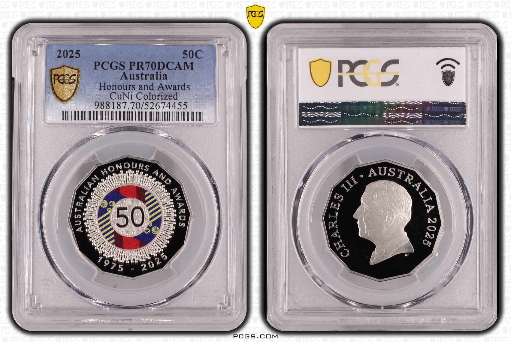 Honours and Awards CuNi Colorized, Fifty Cent, 2025, PCGS PR70DCAM