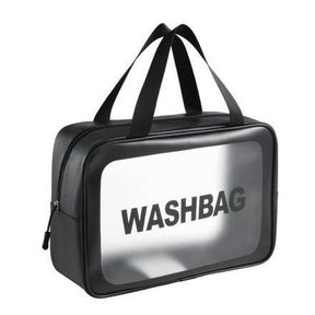 LARGE FROSTED TRANSPARENT WATERPROOF PORTABLE COSMETIC BAG - PVC BLUE - 51230/16003