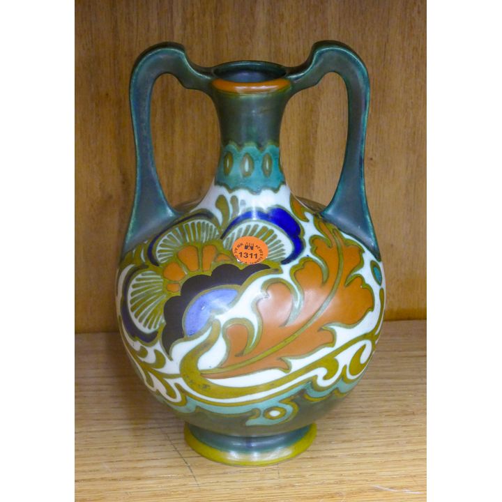 Trudy Gouda Holland Handled Pottery Vase 9.25''