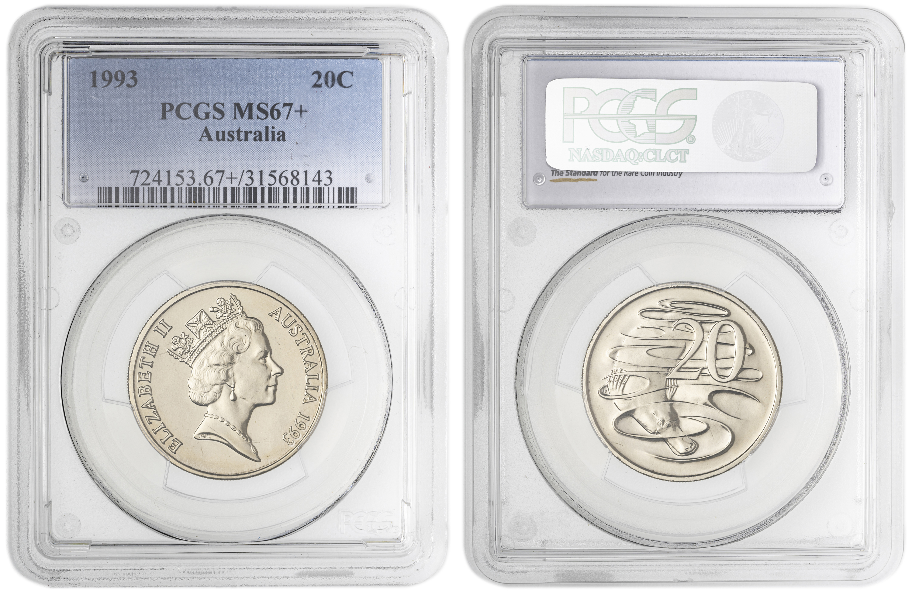 Twenty Cent, 1993, PCGS MS67+