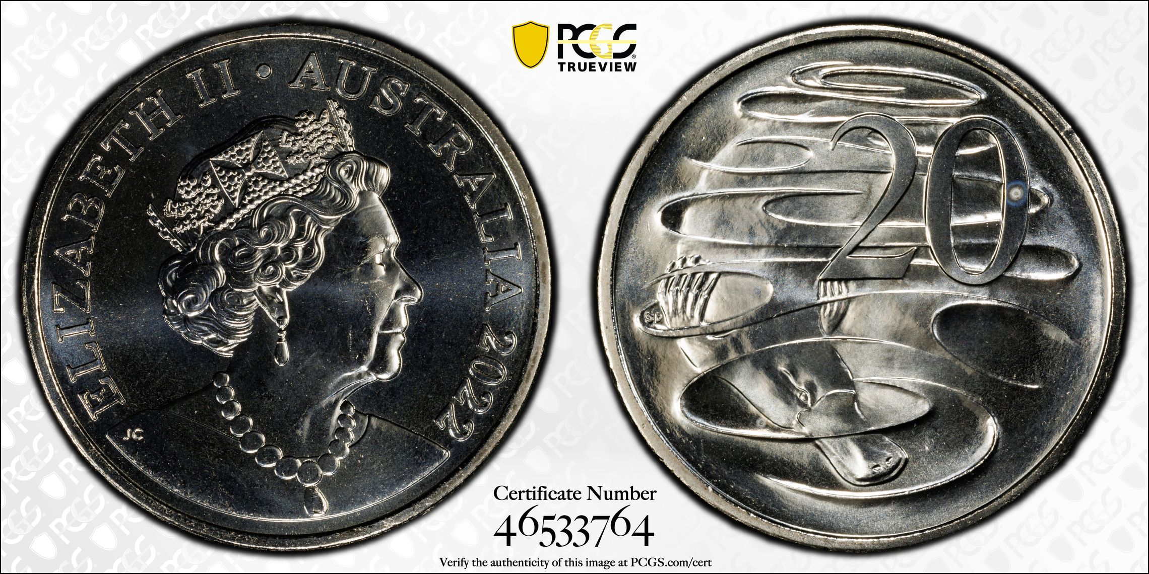 Twenty Cent, 2022, PCGS MS68