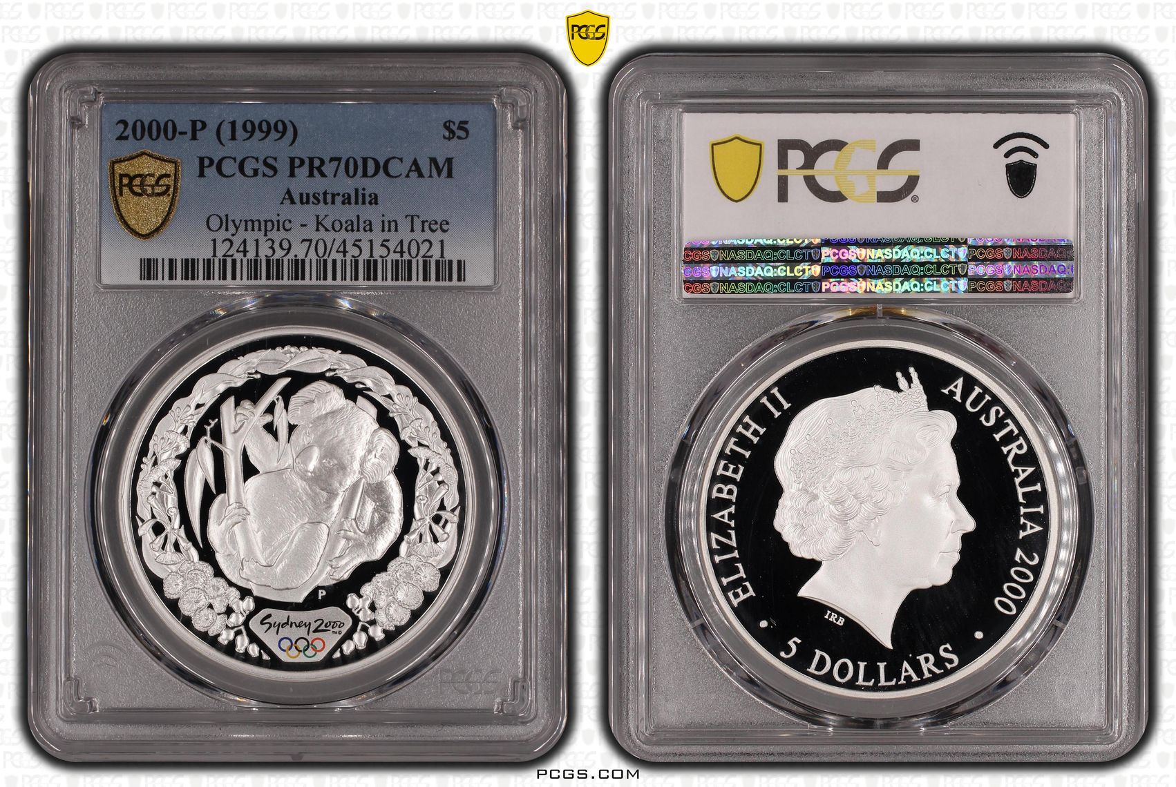 Koala in Tree, POP 9/0, Five Dollar, 2000-P, PCGS PR70DCAM