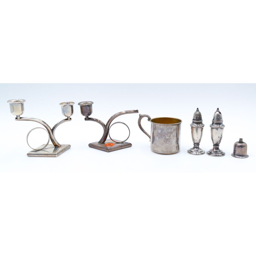 Group Japanese Sterling Candleholders & Shakers etc.