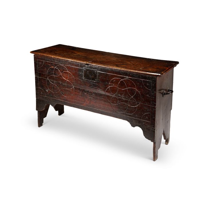 A 17th century oak plank chest