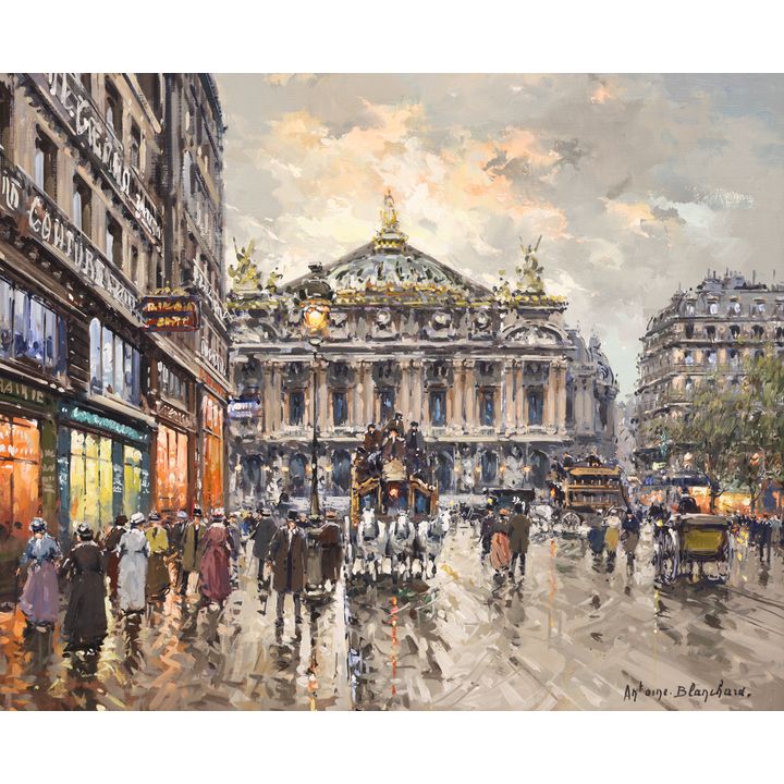 Antoine Blanchard ''Paris, L'Opera'' Oil