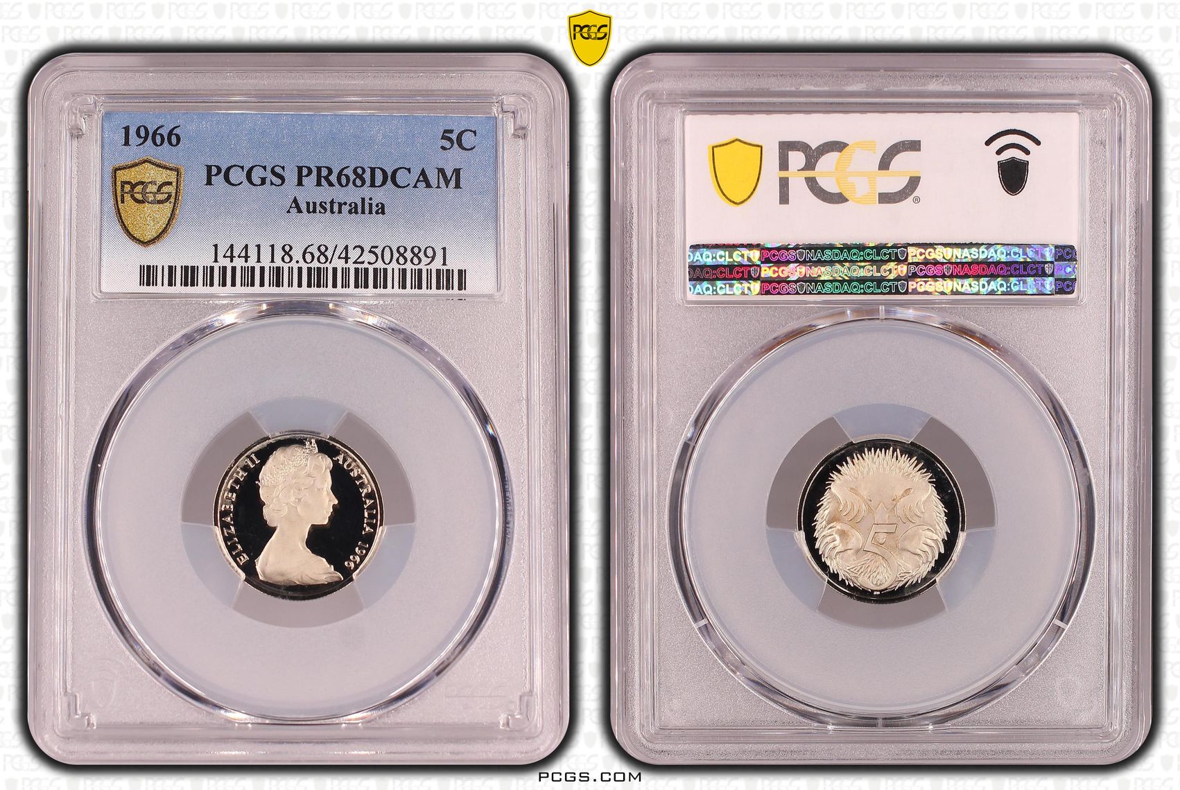 Elizabeth II, Five Cent, 1966, PCGS PR68DCAM